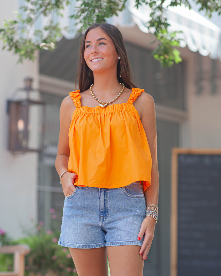 Gracie Bubble Strap Top-Sunkist