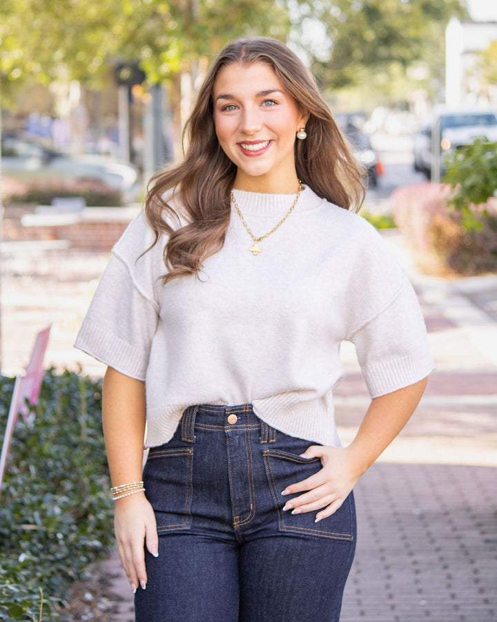 Kaylee Drop Shoulder Sweater-Oatmeal