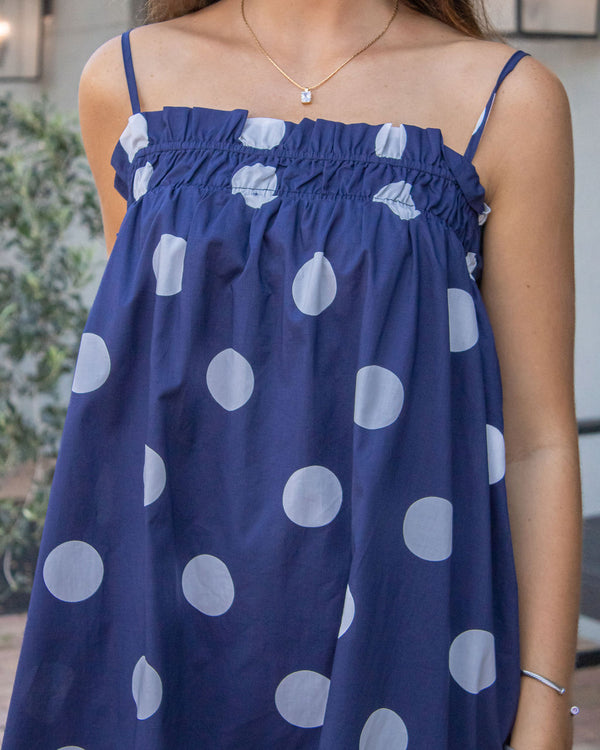 Lillian Polka Dot Mini Dress-Navy