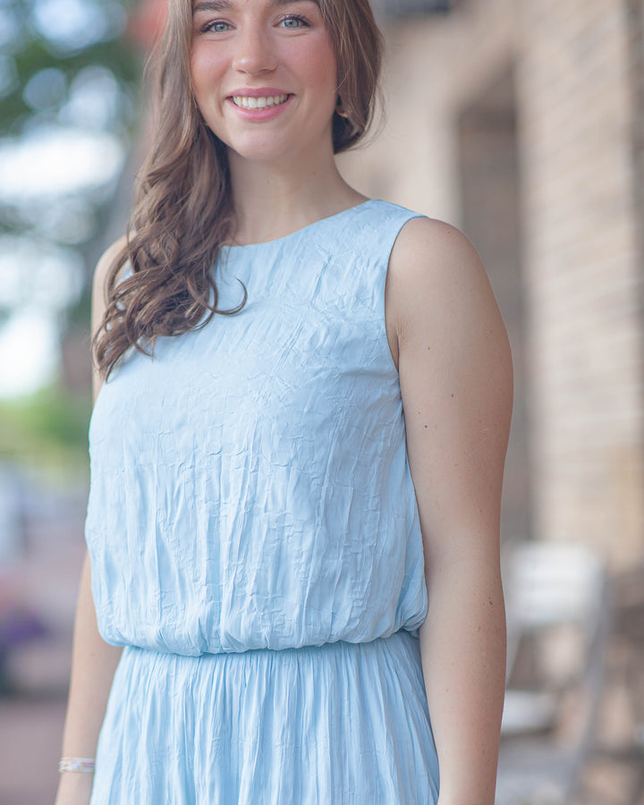 Morgan Crinkle Bubble Top-Blue