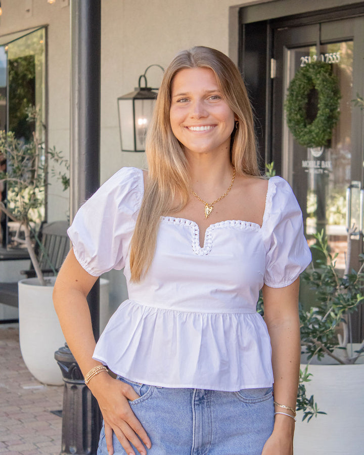 Elise Peplum Top-White