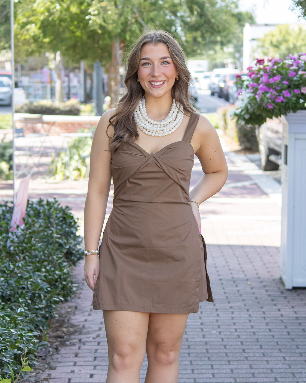 Monica Romper Dress-Brown