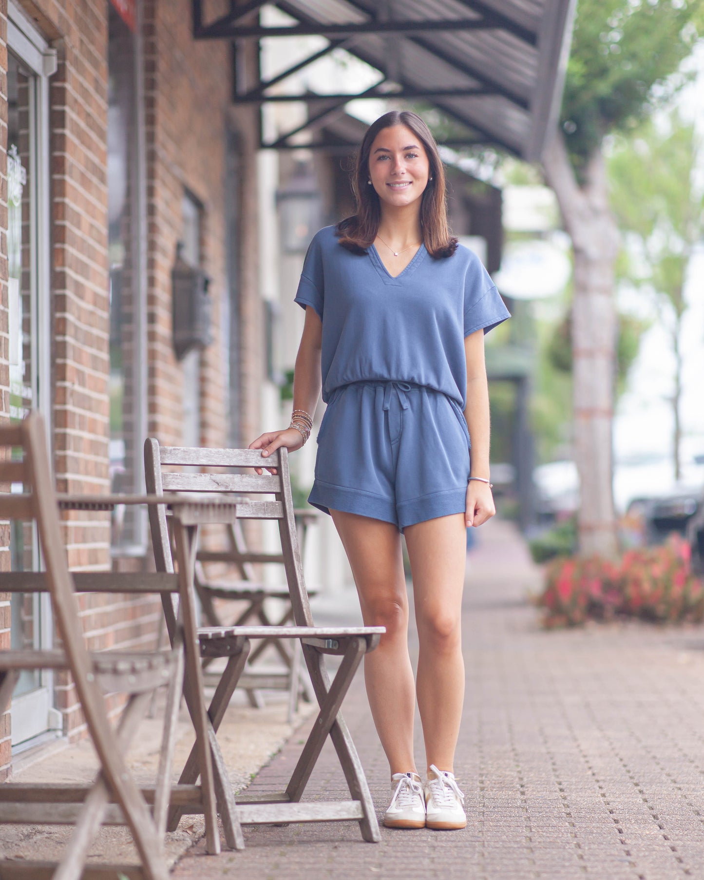 Baylee Cap Sleeve Top-Blue