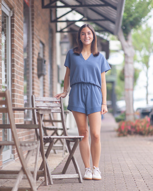 Baylee Cap Sleeve Top-Blue