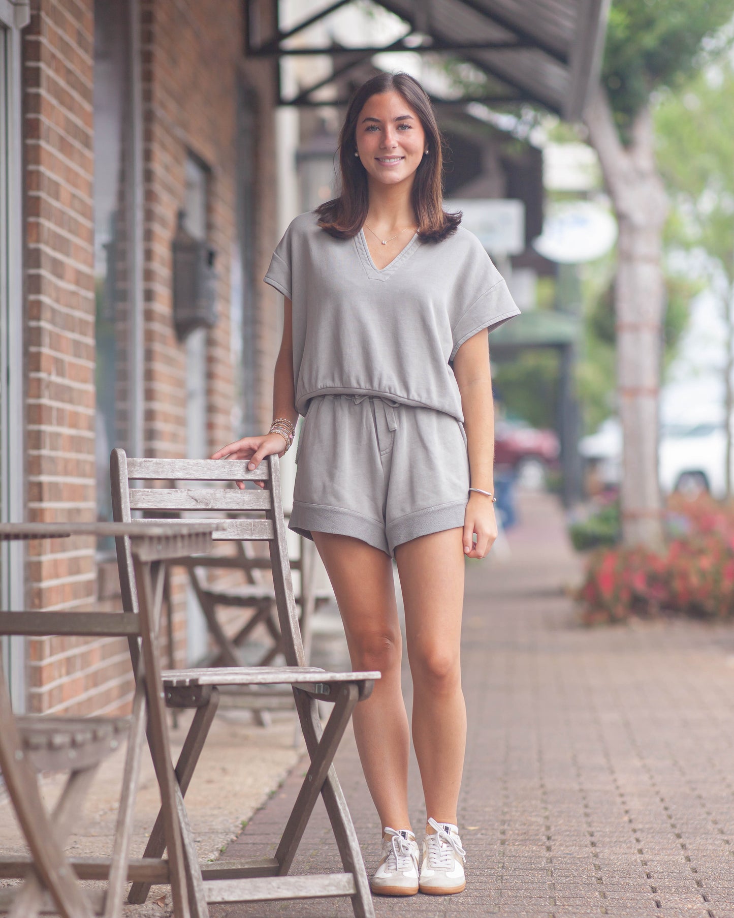 Baylee Cap Sleeve Top-Heather Grey