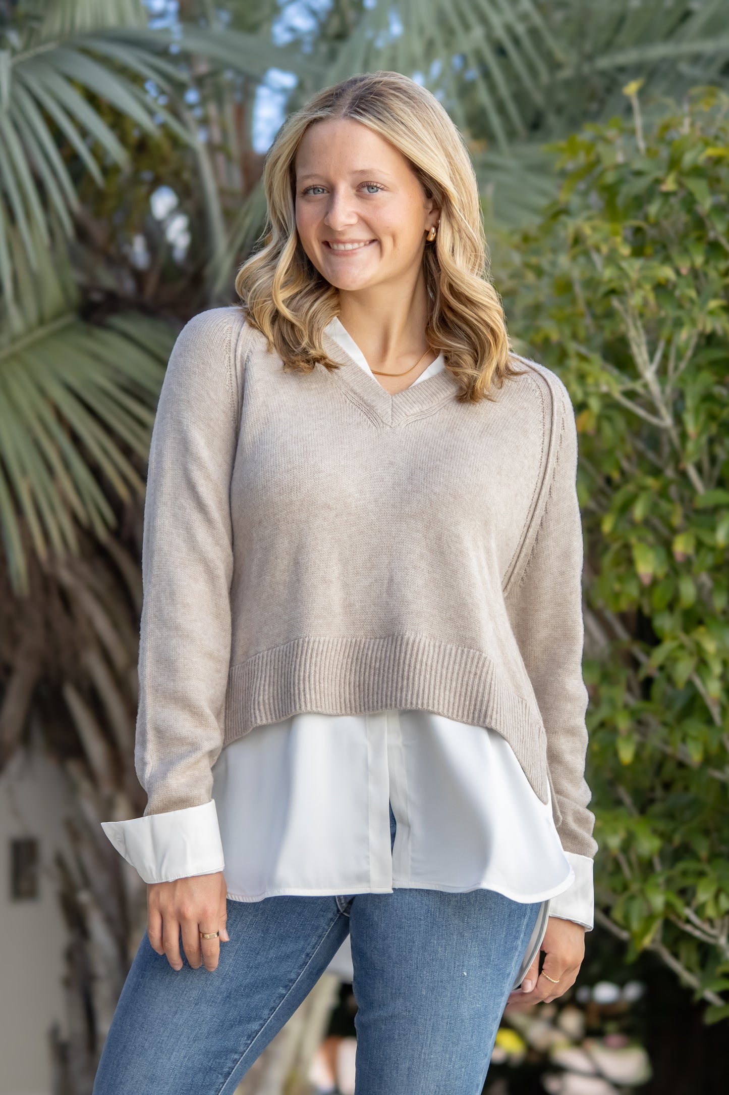 Morgan Sweater Shirt-Taupe