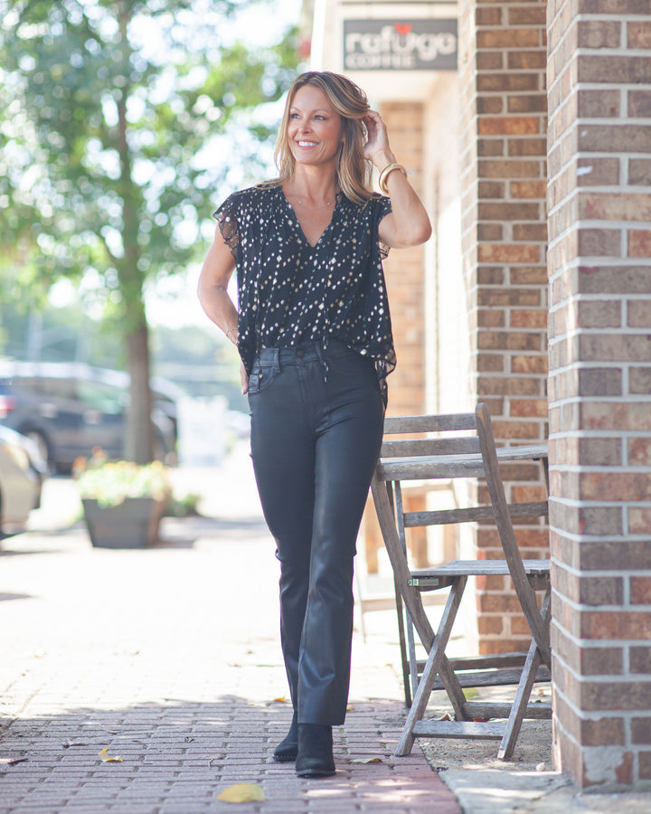 Amelia Printed Top-Black