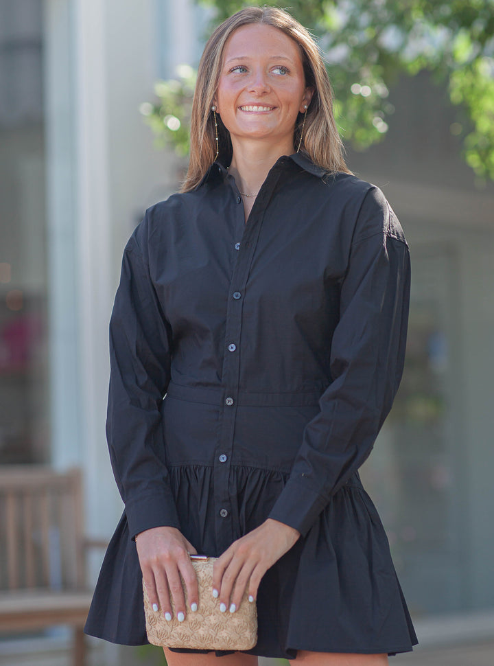Ariana Buttondown Mini Dress-Black
