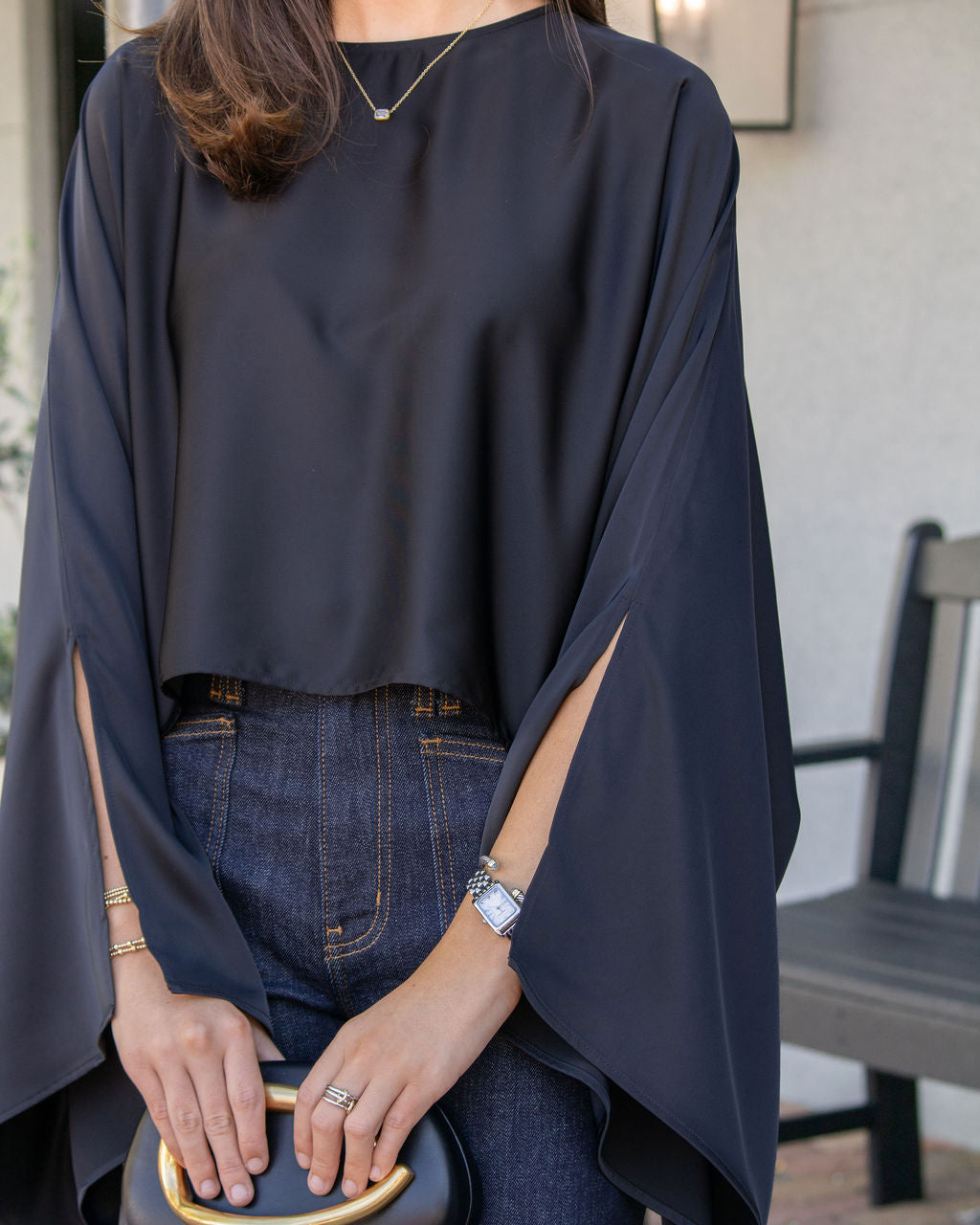 Michelle Cape Top-Black
