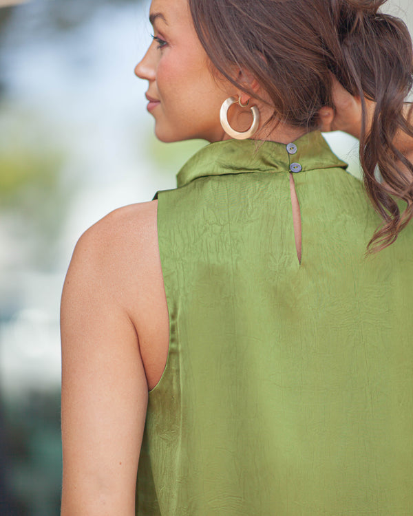 Brooklyn Mock Neck Tank-Olive