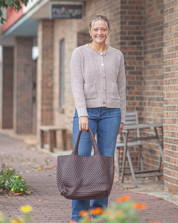 Jennifer Gold Button Cardigan-Oatmeal