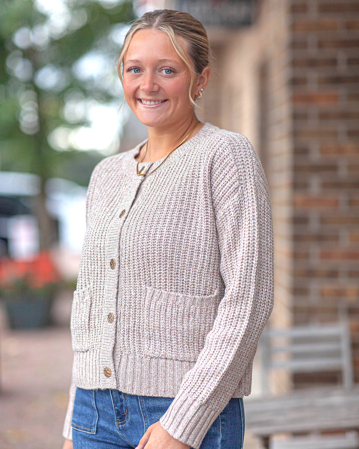 Jennifer Gold Button Cardigan-Oatmeal