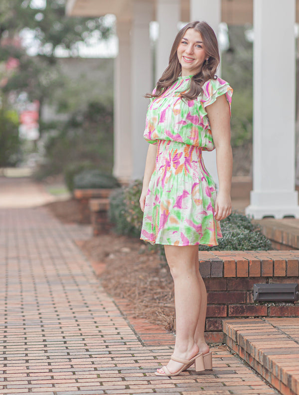 Molly Floral Mini Dress-Orchid