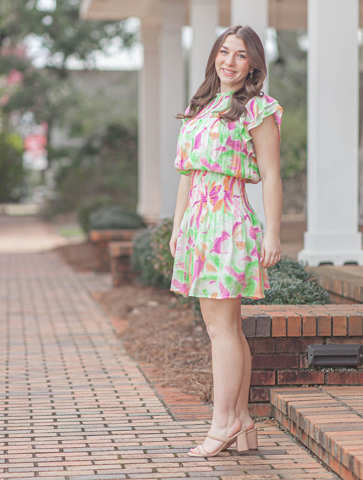 Molly Floral Mini Dress-Orchid