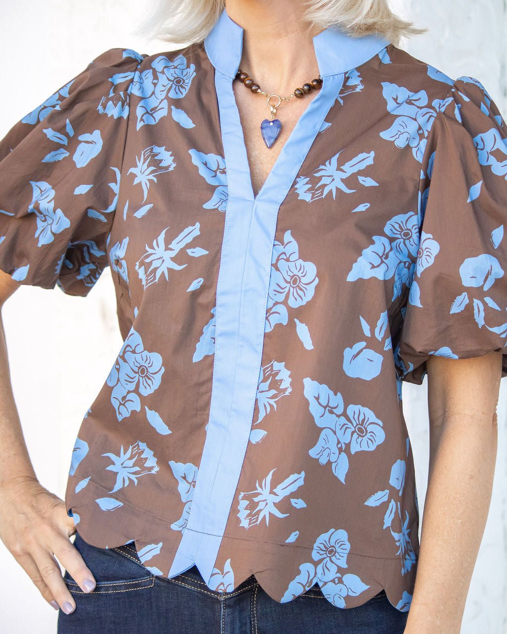 Libby Floral Top-Brown