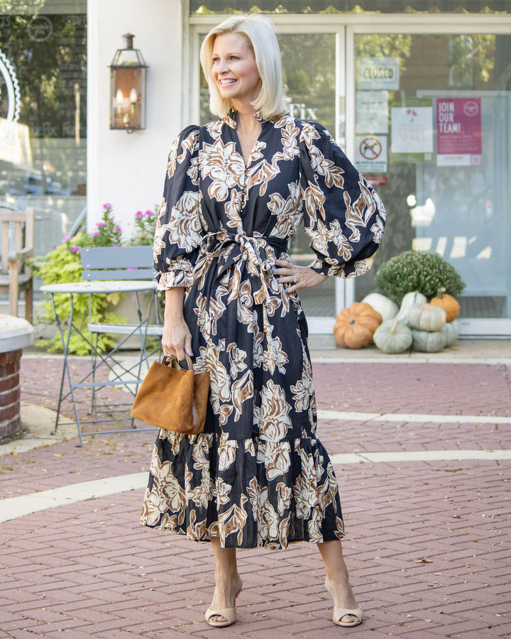 Nicole Floral Maxi Dress-Black
