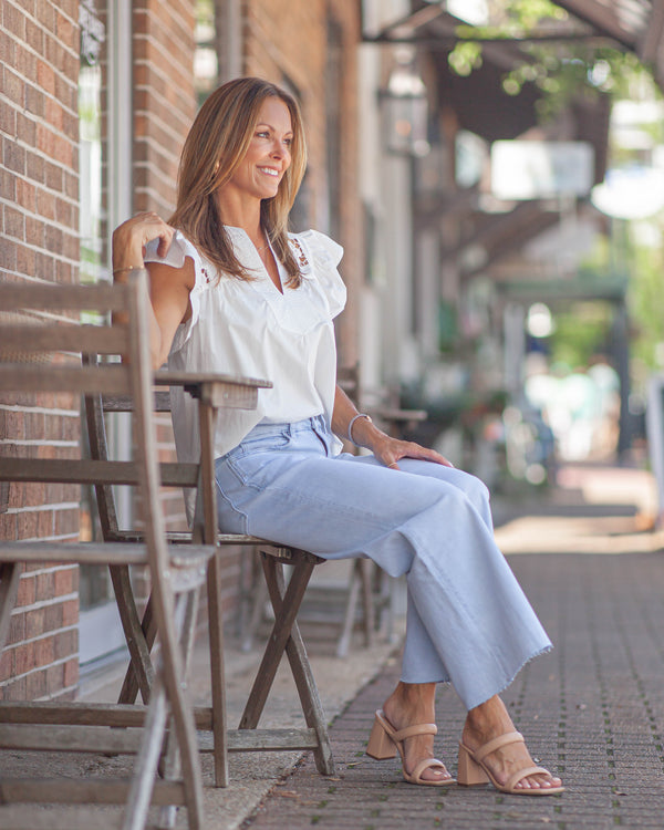 Charlotte Flutter Sleeve Blouse-White
