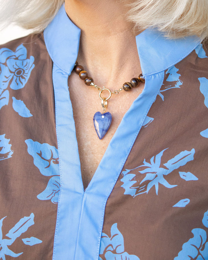 Rebel Heart Beaded Necklace-Brown