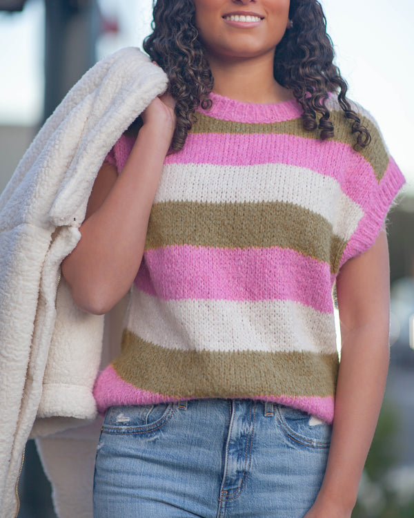 Cisse Striped Sweater-Rose