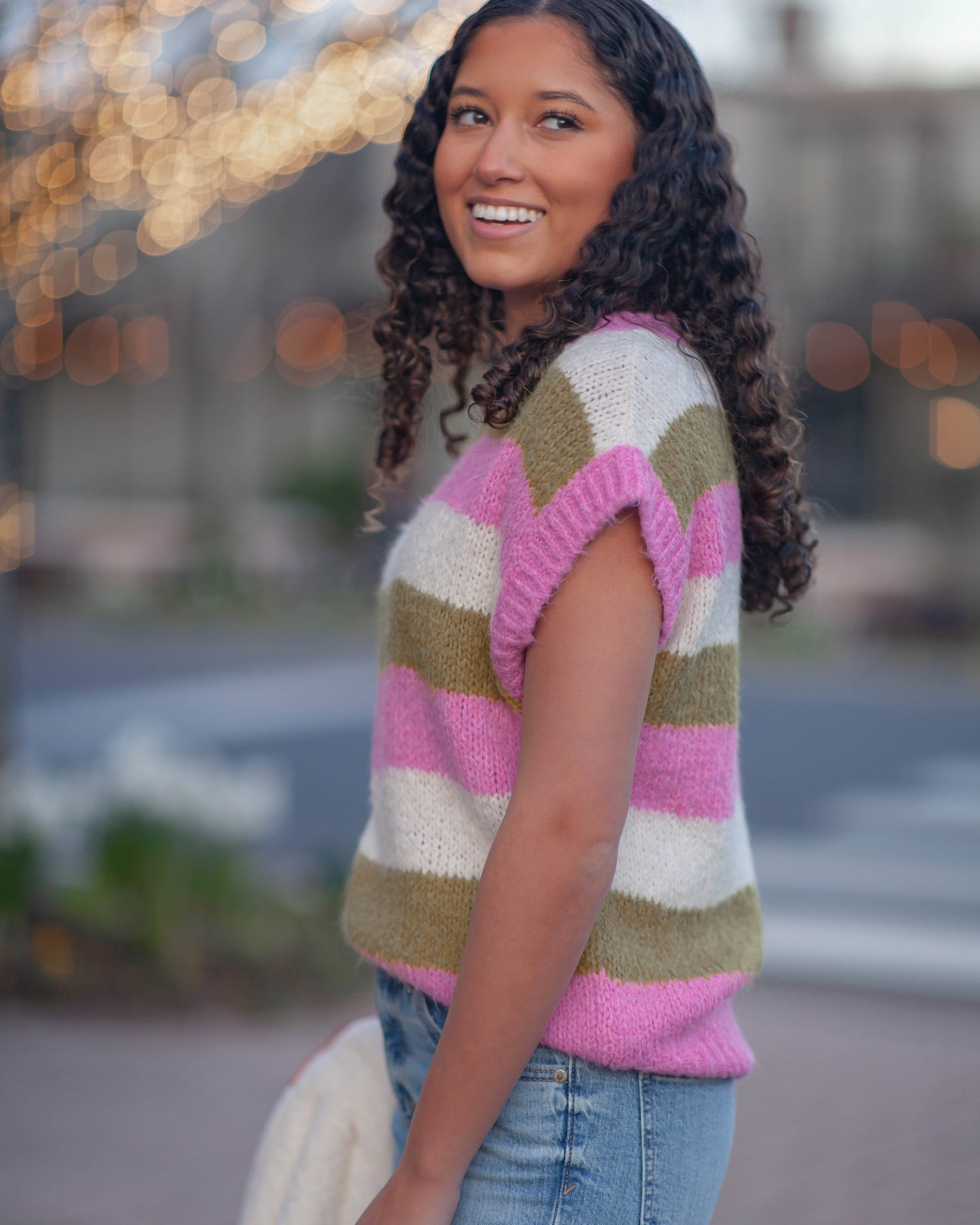 Cisse Striped Sweater-Rose