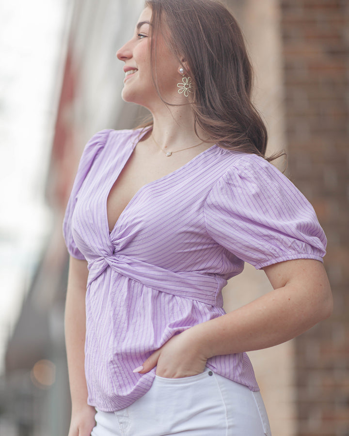 Emma Babydoll Blouse-Lavender