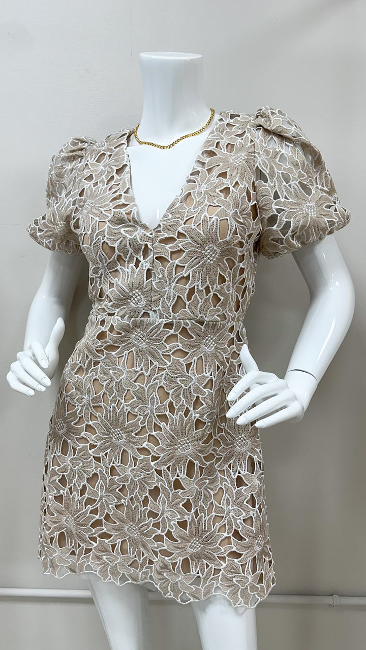 Karina Mini Lace Dress-Beige