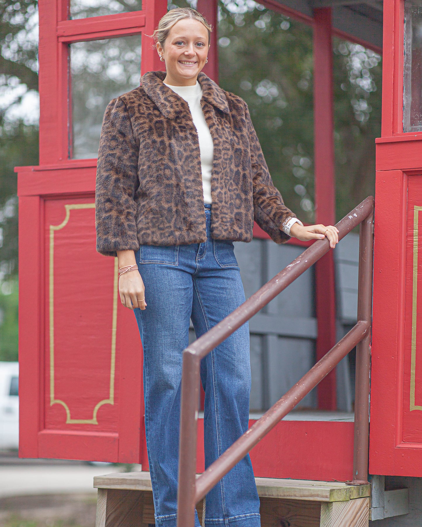 Bambi Faux Fur Jacket-Leopard