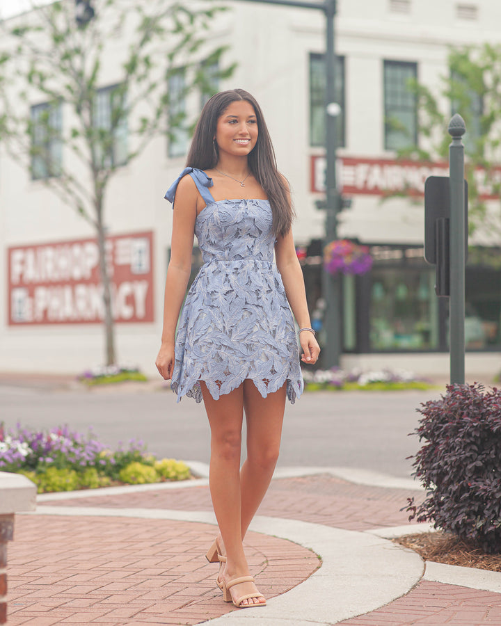 Micah Lace Mini Dress-Periwinkle