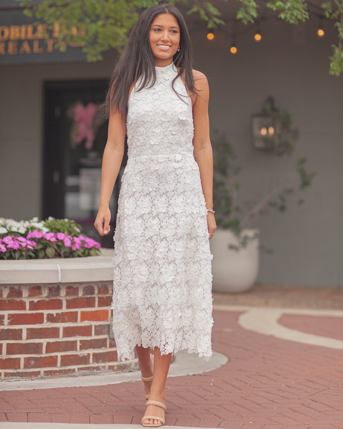 Serafina Halter Dress-White