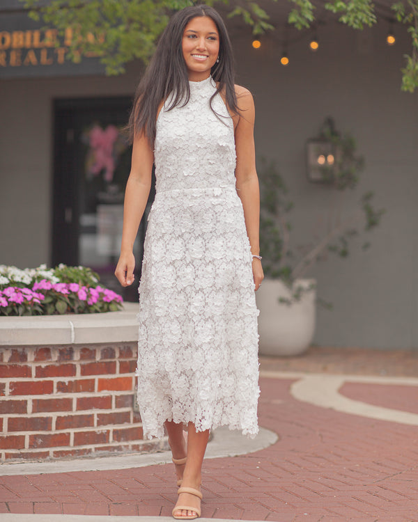 Serafina Halter Dress-White