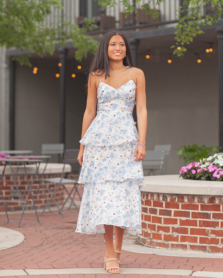 Maizie Tiered Dress-Blue