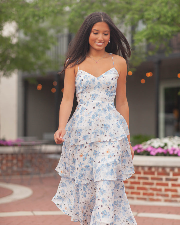 Maizie Tiered Dress-Blue
