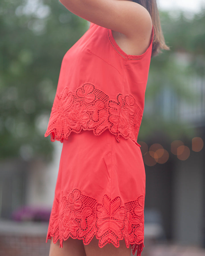 Kayla Eyelet Top-Red