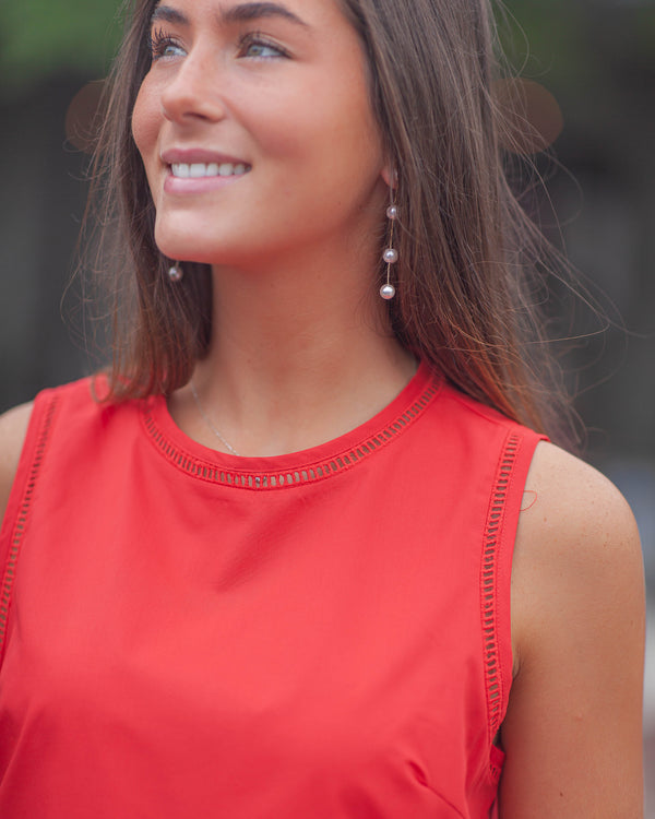 Kayla Eyelet Top-Red