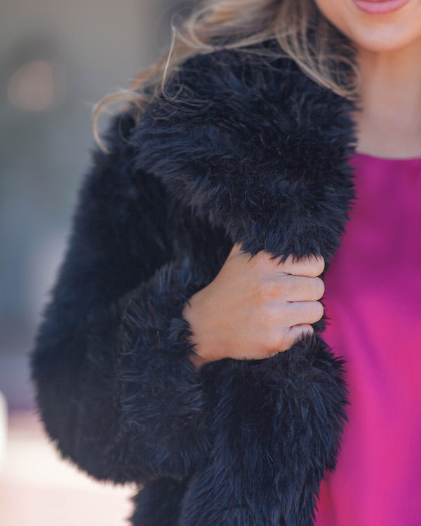 Melody Faux Fur Coat-Black