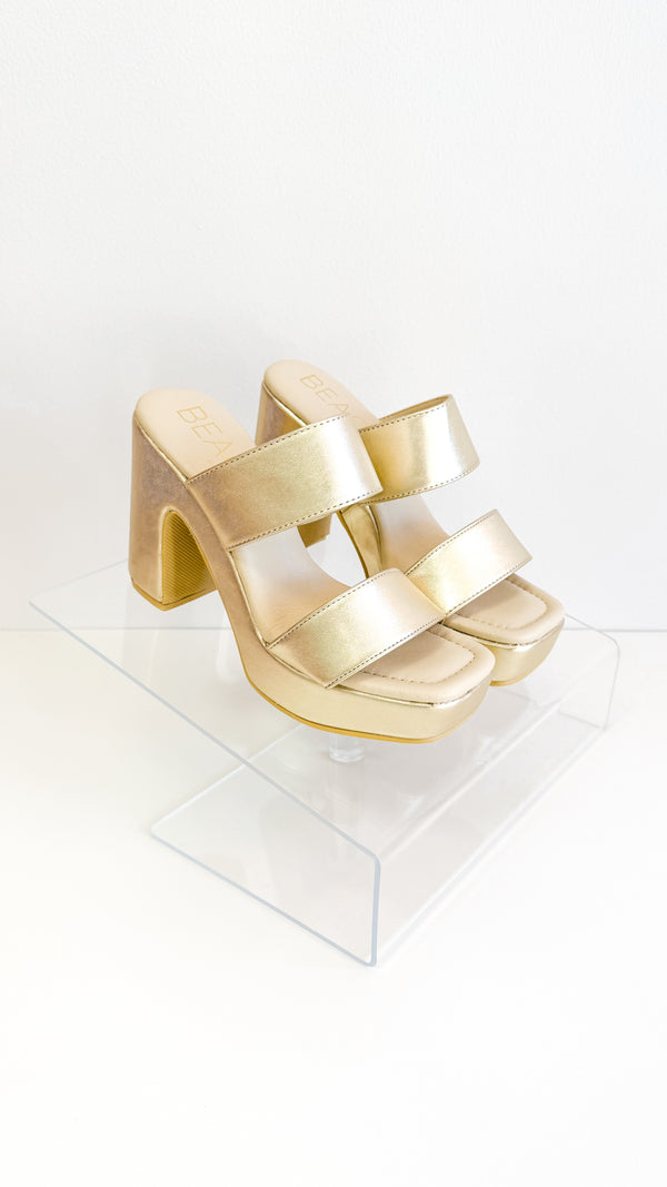 Gem Platform Heels-Gold