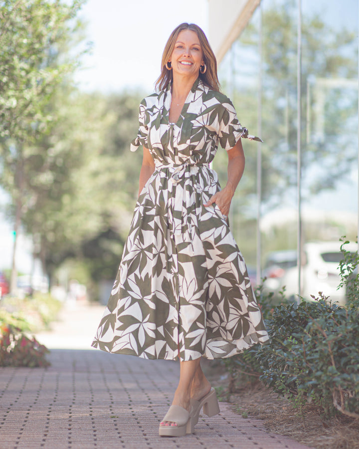 Canopy Shirt Dress-Emerald