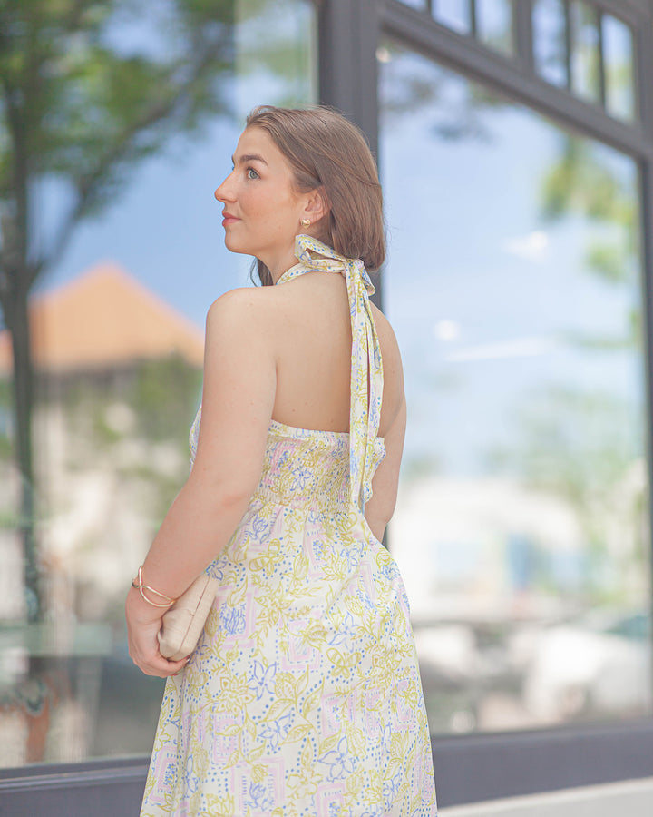 Lemon Breeze Halter Dress-Yellow