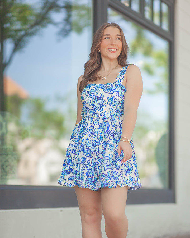 Delos Petals Romper-Blue