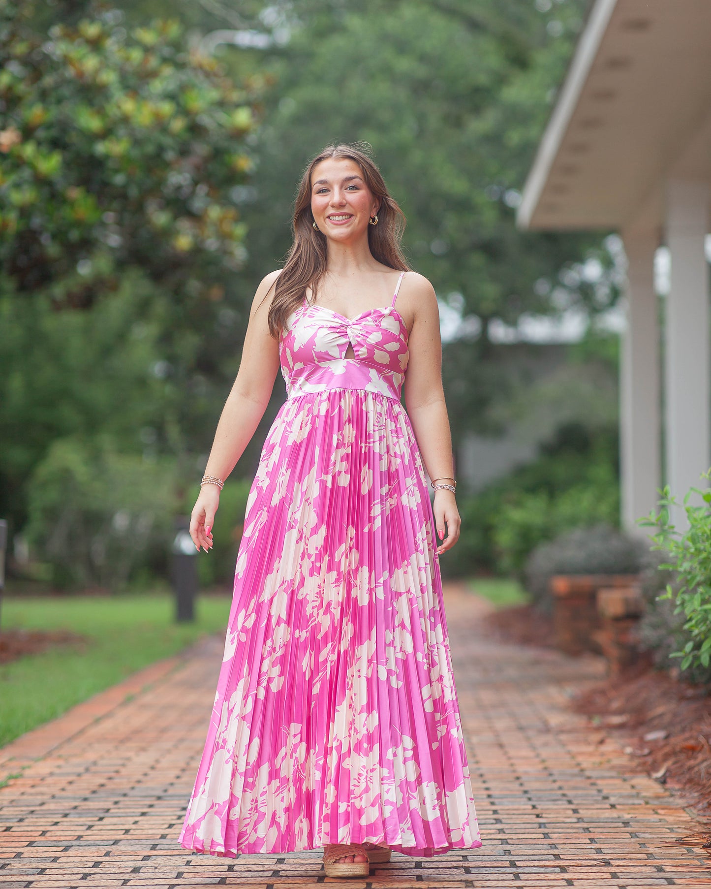 Blossom Pleat Maxi-Pink