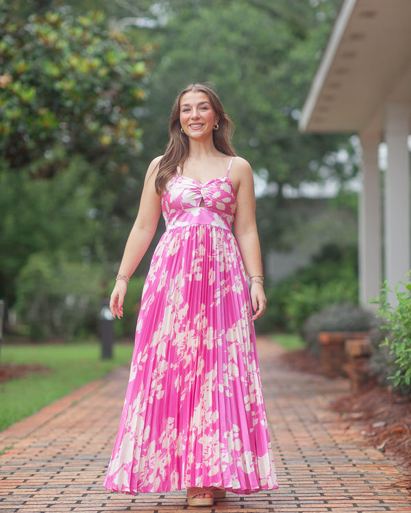 Blossom Pleat Maxi-Pink