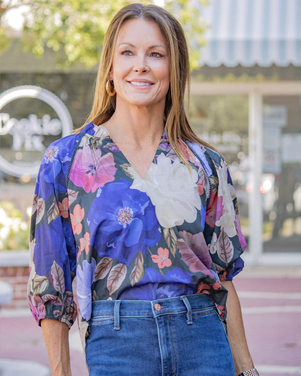 Night Blossom Blouse-Floral