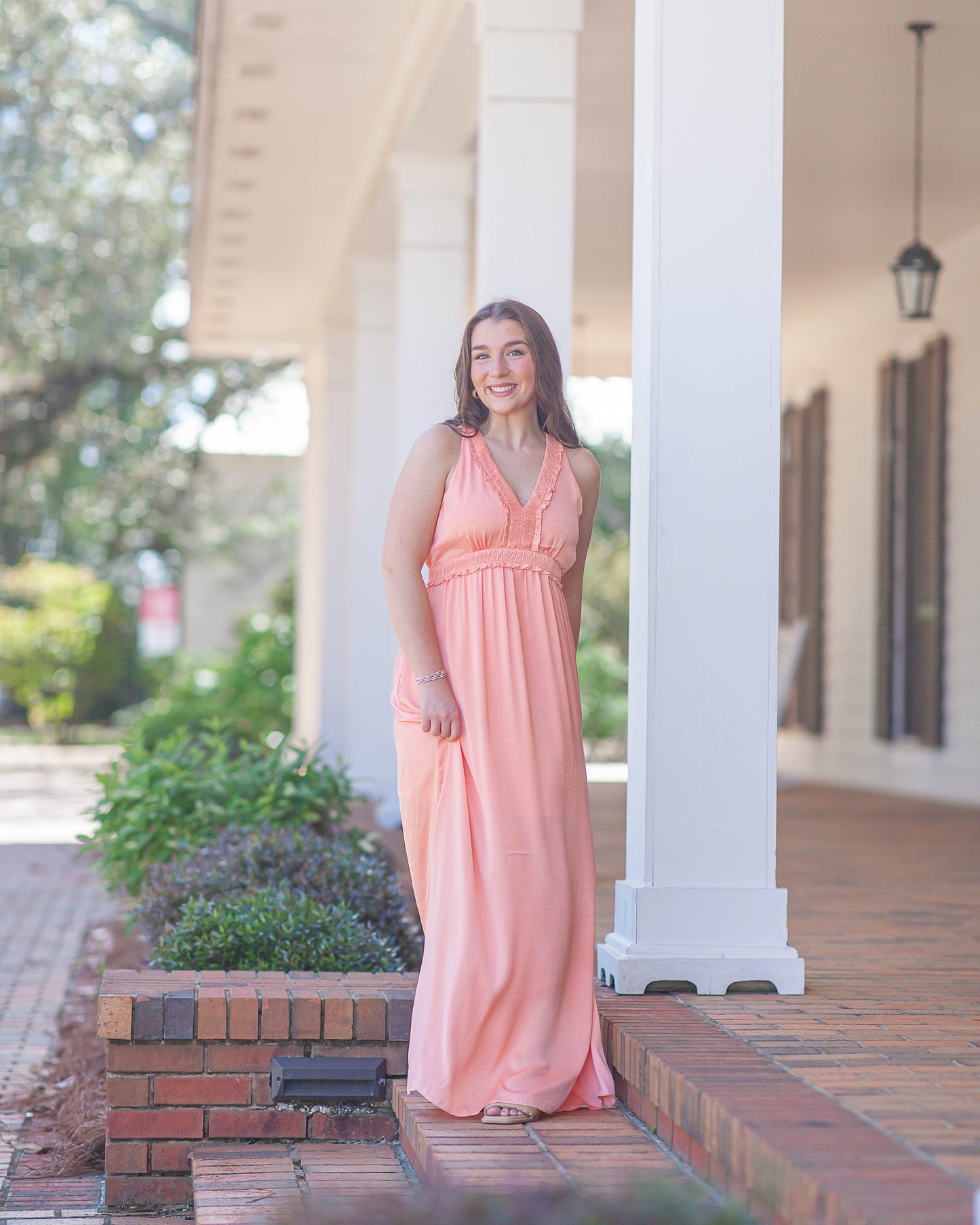 Denise V-Neck Maxi Dress-Cantaloupe