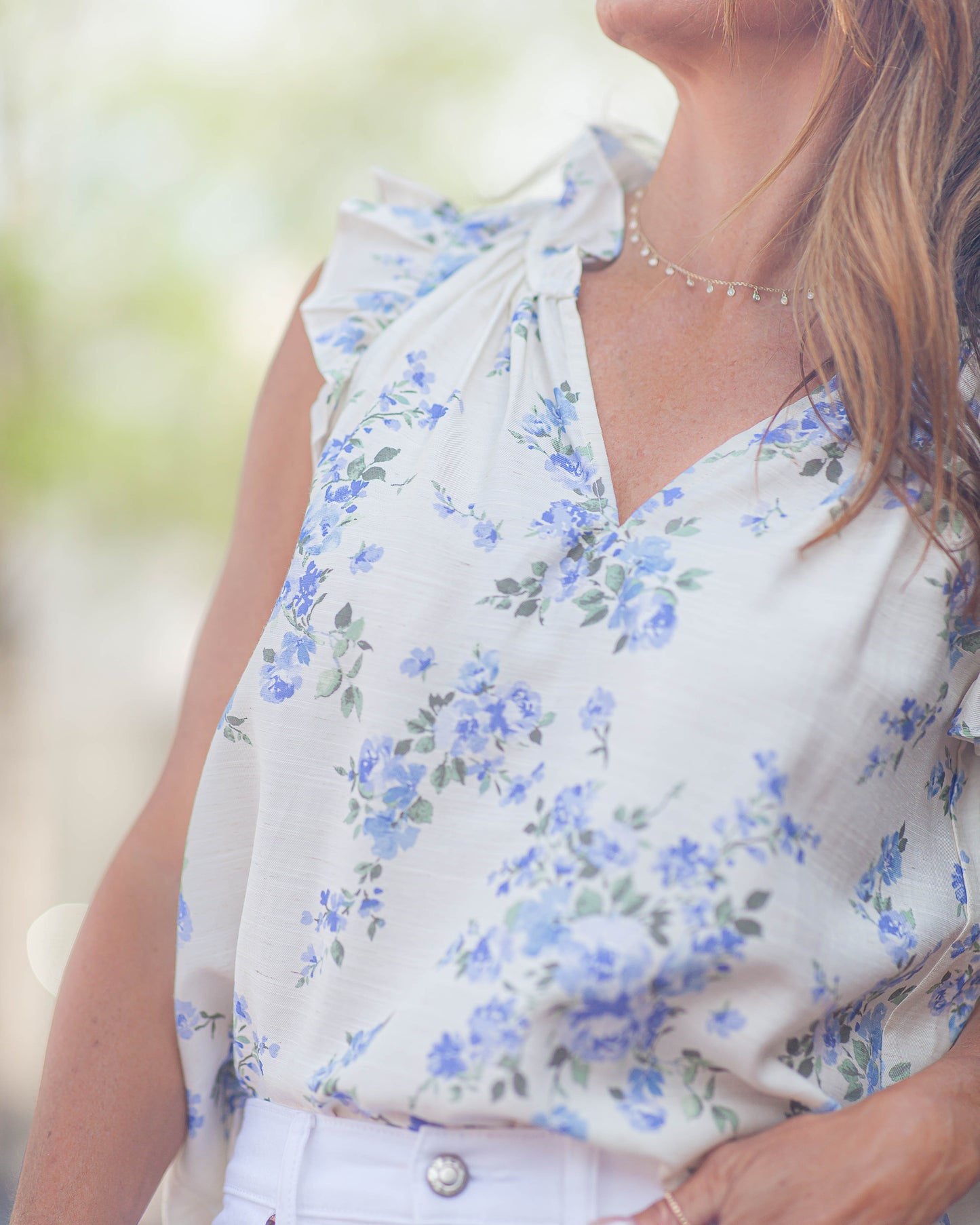 Lena Floral Blouse-Cream