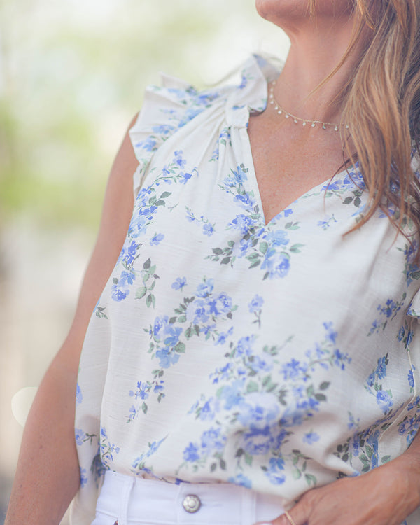 Lena Floral Blouse-Cream