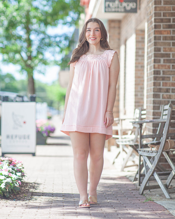Jamya Square Neck Mini Dress-Coral
