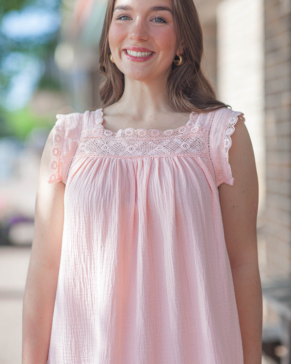 Jamya Square Neck Mini Dress-Coral