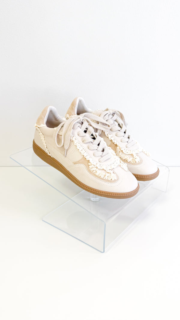 April Lace Trim Sneaker-Cream