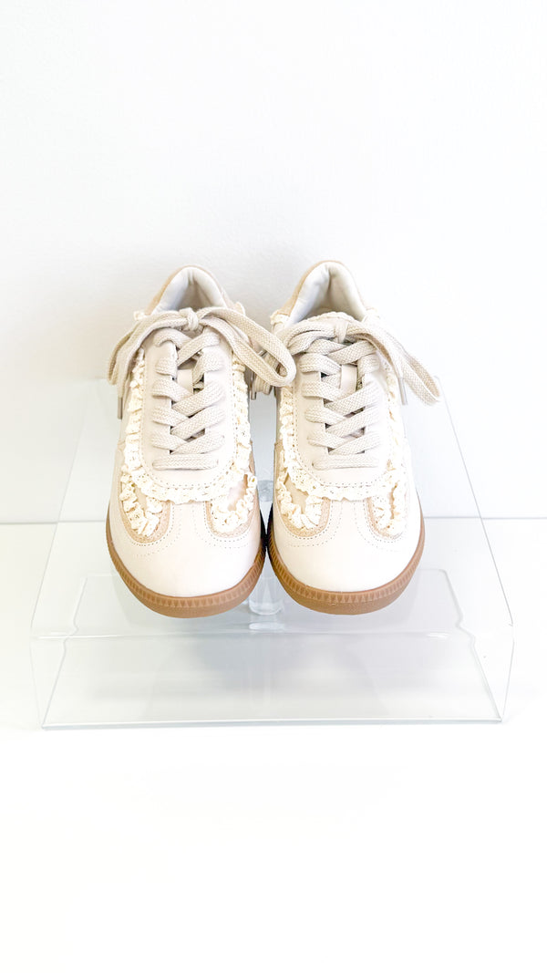April Lace Trim Sneaker-Cream