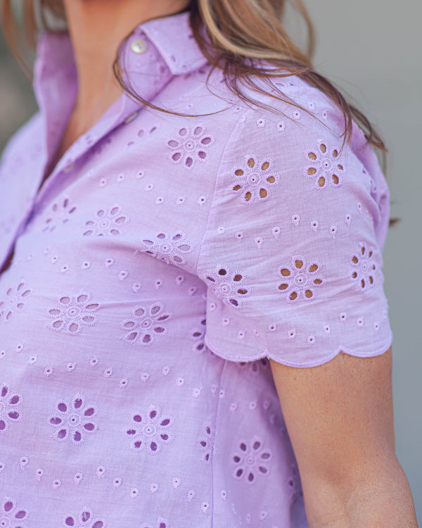 Naomi Eyelet Shirt-Lavender
